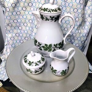 Tirschenreuth Bavaria Elegant White And Green Tea Set